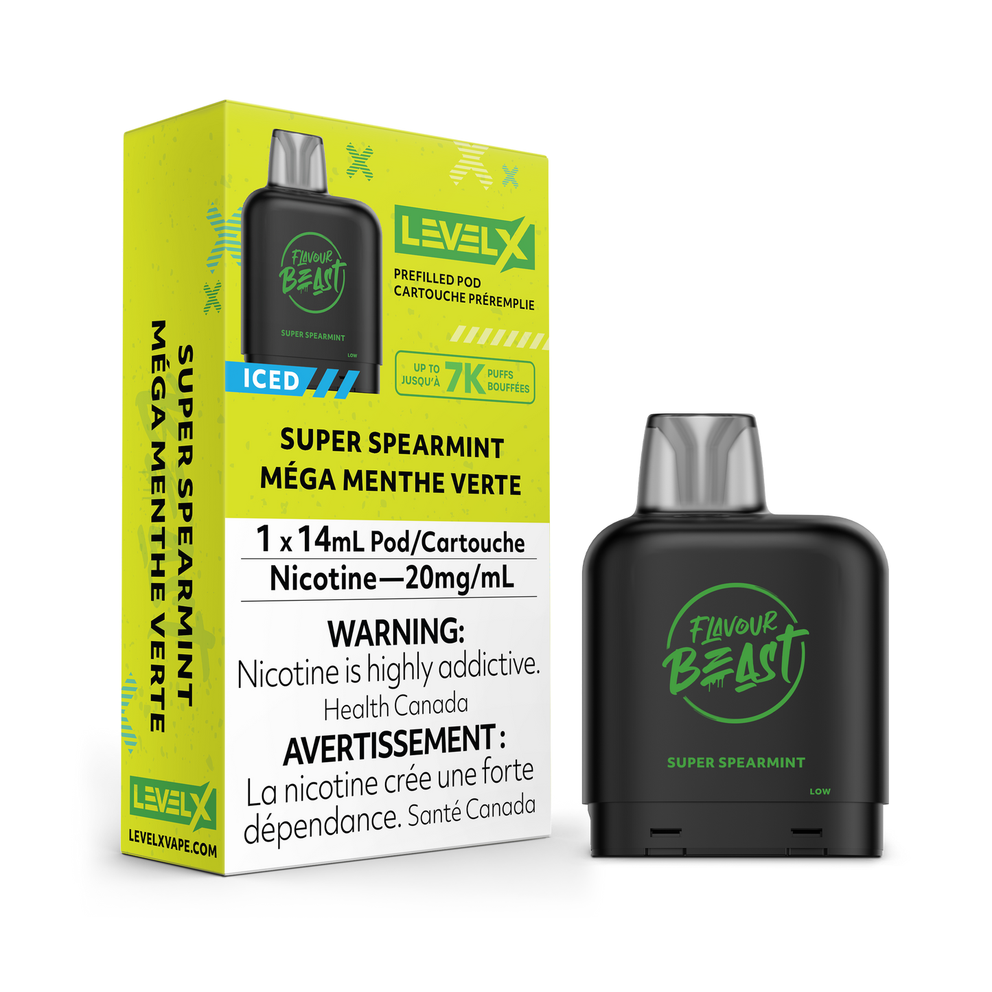 Flavour Beast Niveau X 7K Bouffées (Pods Préremplis) Super Menthe Verte