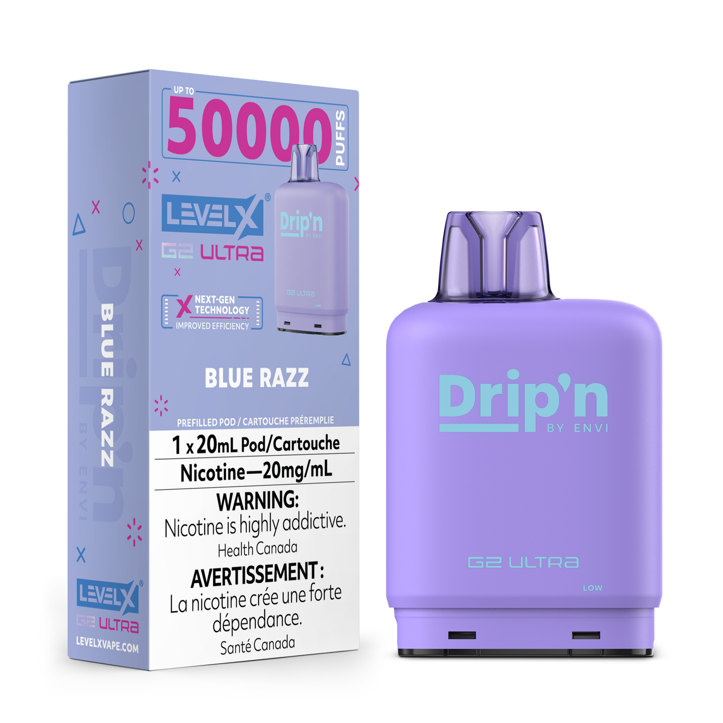 Dripin Level X G2 Ultra 50K (Prefilled Pods) - Blue Razz