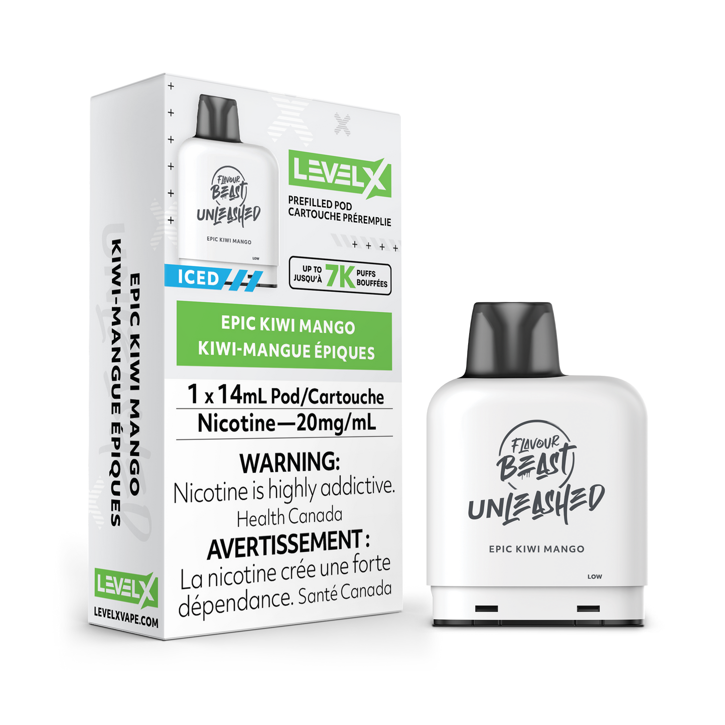 Flavour Beast Niveau X 7K Bouffées Déchaînées (Pods Préremplis) Kiwi Mangue Épique