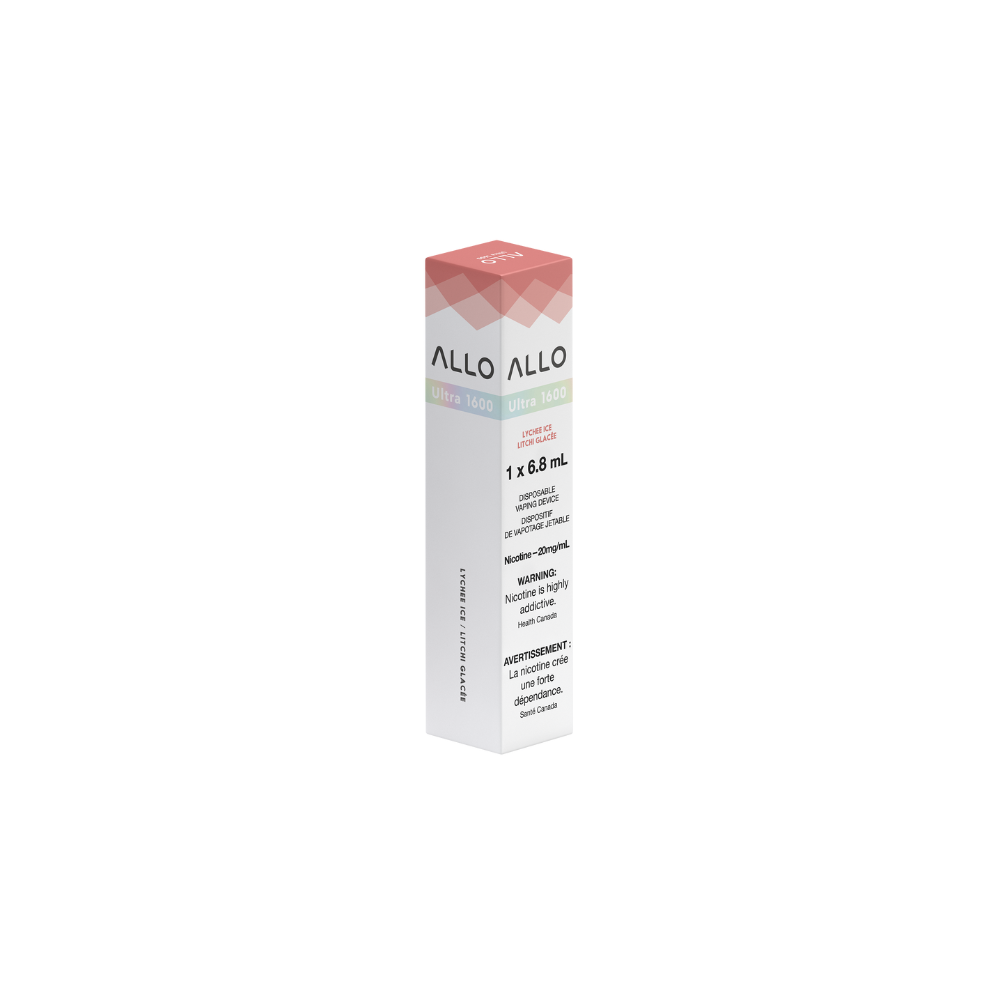 Allo Ultra 1600 Bouffées Glace Litchi Vape Jetable Rechargeable 20Mg