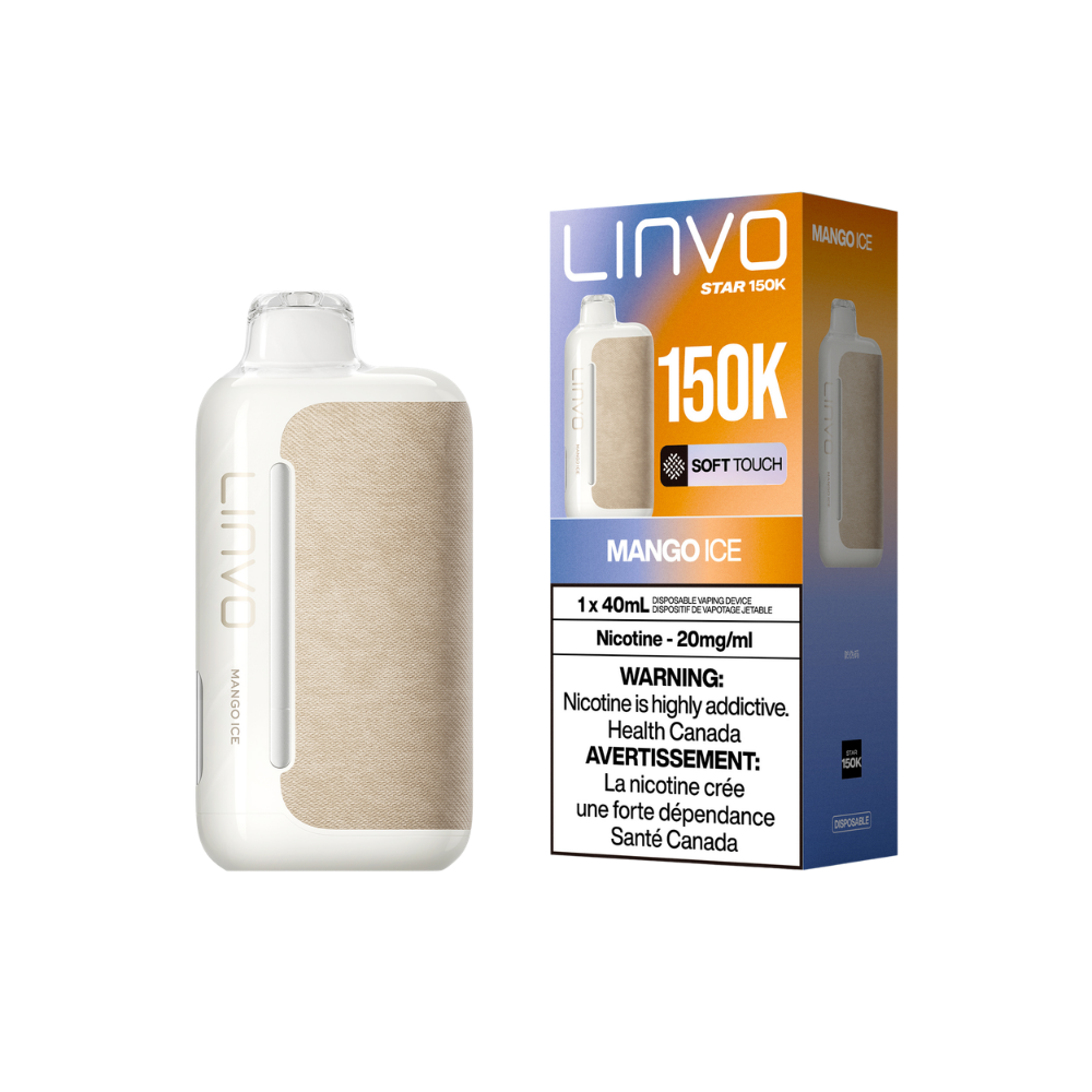 Vape jetable rechargeable Linvo Star 150K bouffées, mangue glacée, 20 mg