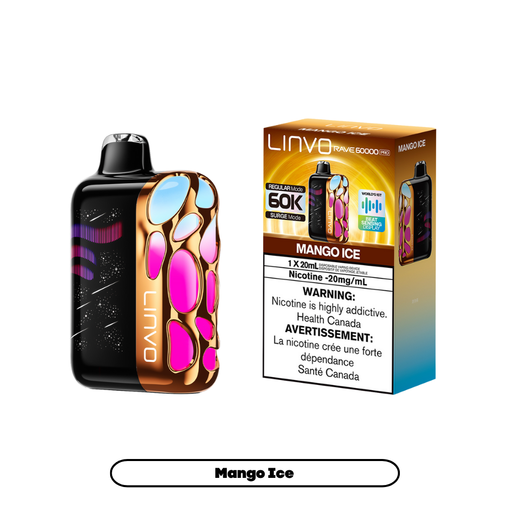Linvo Rave 60000 Puffs - Mango Ice Rechargeable Disposable Vape 20Mg