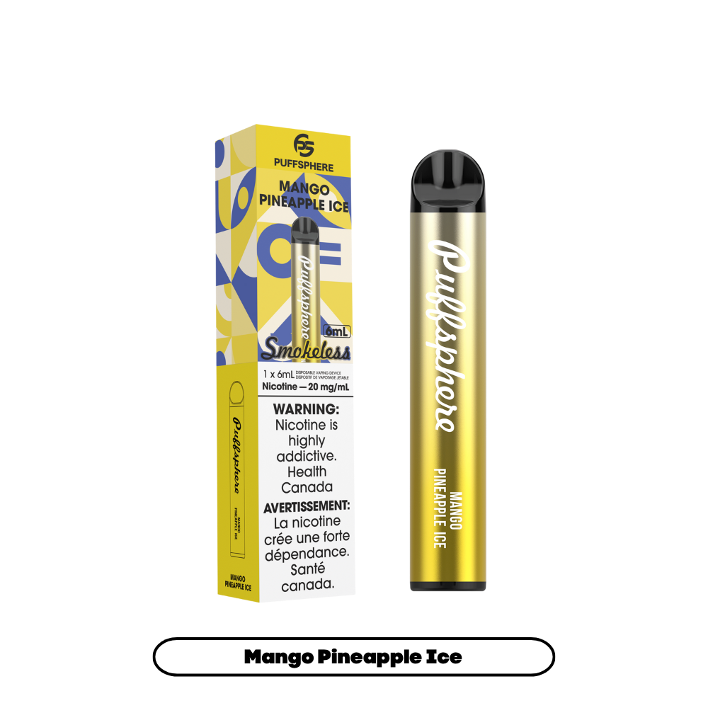 Puffsphere sans fumée - Vape jetable Mangue et ananas glacés 20 mg
