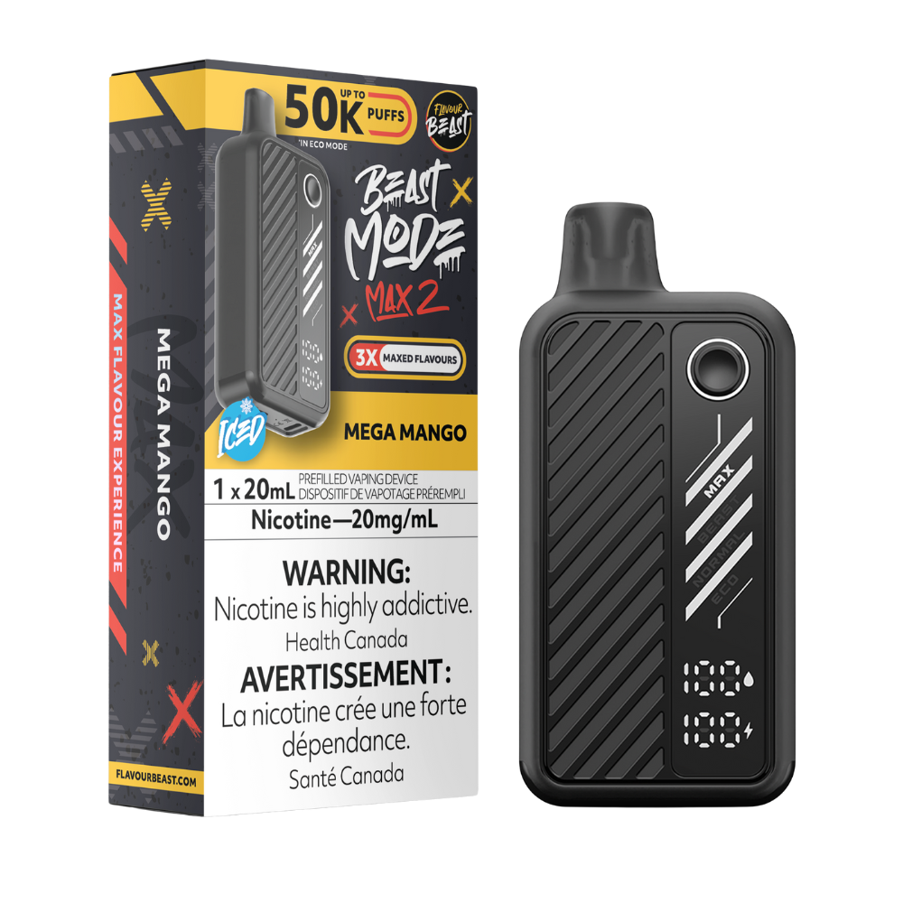 Flavour Beast Mode Max 2 50K Puffs Mega Mango Iced Rechargeable Disposable Vape 20Mg