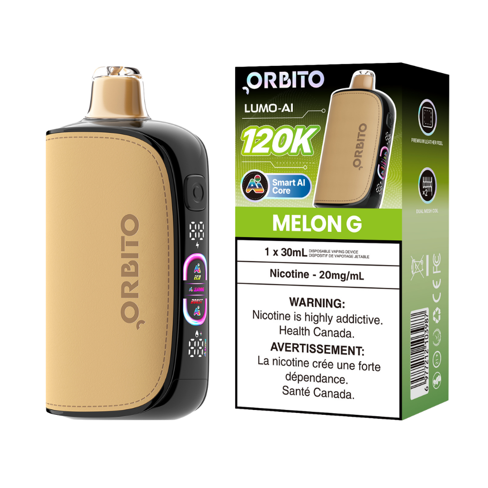 Orbito Lumo AI 120k bouffées Vape jetable rechargeable Melon G 20 mg