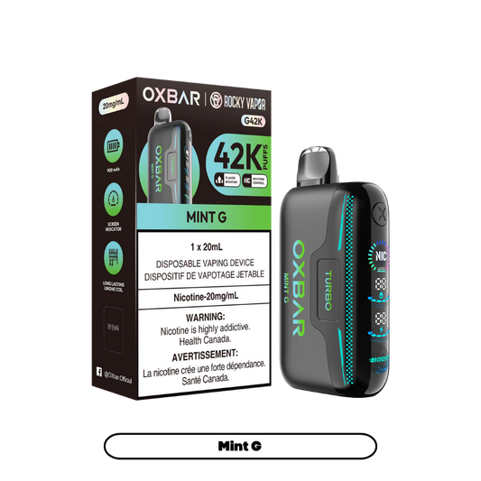 Oxbar Rocky Vapor G42k Mint G 42K Puffs Adjustable Nicotine Rechargeable Disposable Vape 20Mg