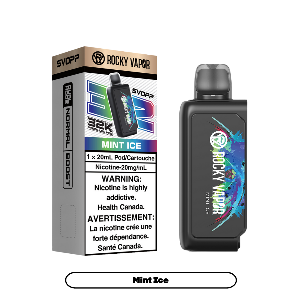 Svopp Rocky Vapor 32 000 bouffées (dosettes préremplies) – Menthe glacée