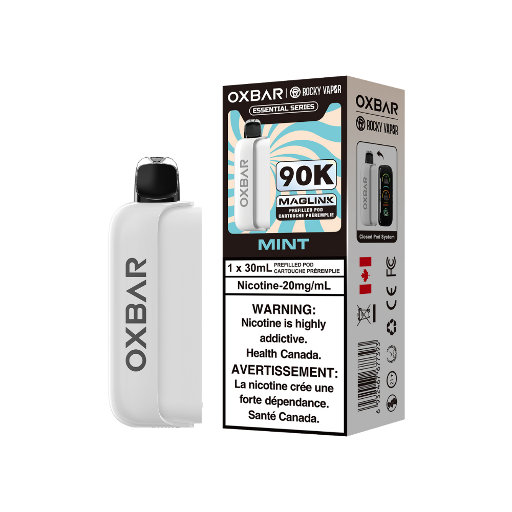 Oxbar Rocky Vapor Maglink Pod 90K bouffées - Dosettes jetables préremplies à la menthe 20Mg