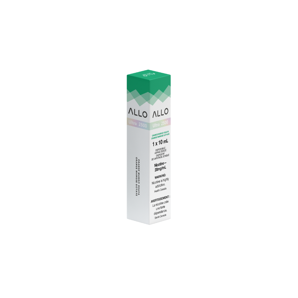 Allo Ultra 2500 Bouffées Orange Mangue Goyave Vape Jetable Rechargeable 20Mg