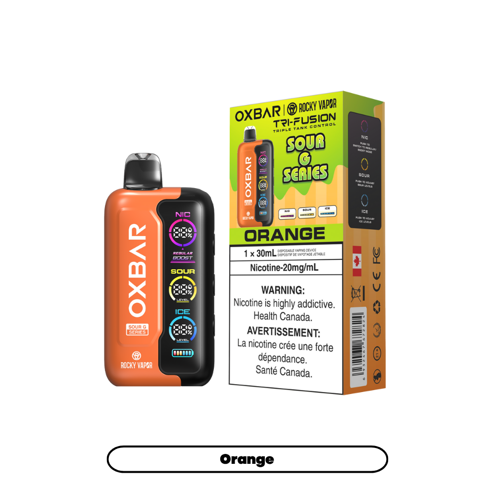 Oxbar Rocky Vapor Tri Fusion 70K Puffs - Sour G Orange Rechargeable Disposable Vape 20Mg