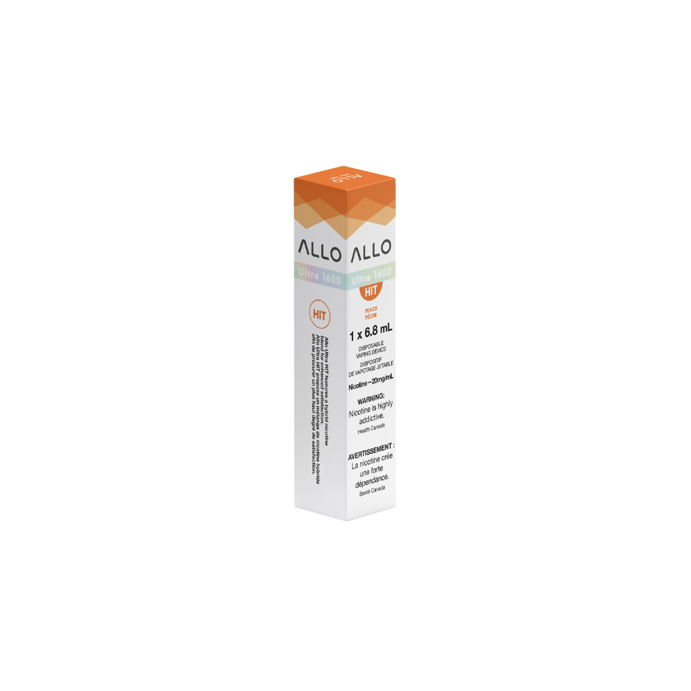 Vape jetable rechargeable Allo Ultra 1600 bouffées Pêche 20 mg