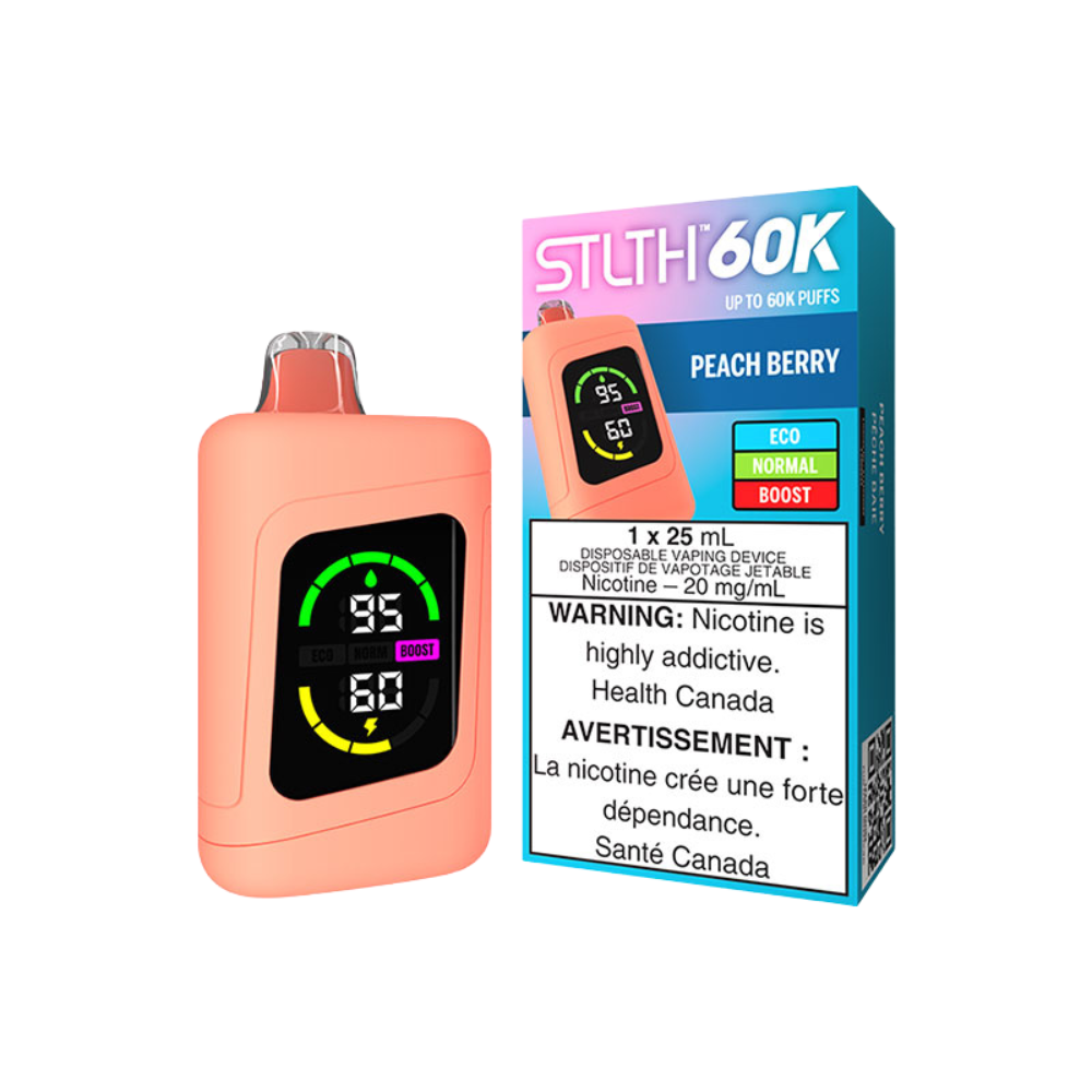 STLTH 60K bouffées - Vape jetable rechargeable pêche baie 20Mg
