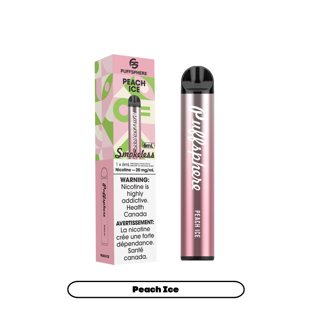 Puffsphere sans fumée - Vape jetable Pêche Glacée 20mg