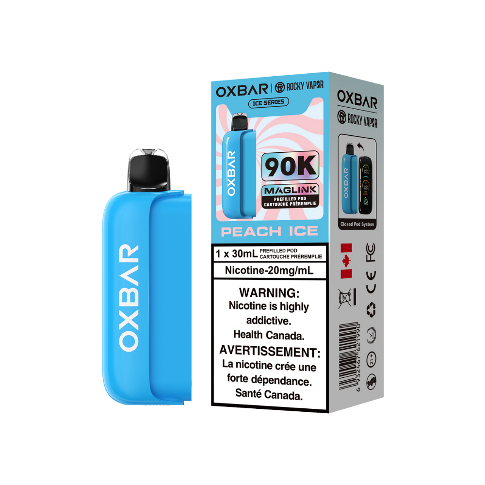 Oxbar Rocky Vapor Maglink Pod 90K Puffs - Peach Ice Disposable Prefilled Pods 20Mg