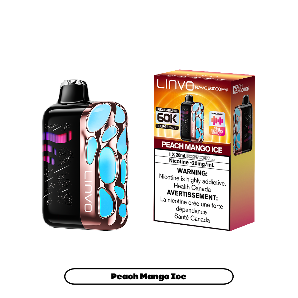 Linvo Rave 60000 Puffs - Peach Mango Ice Rechargeable Disposable Vape 20Mg