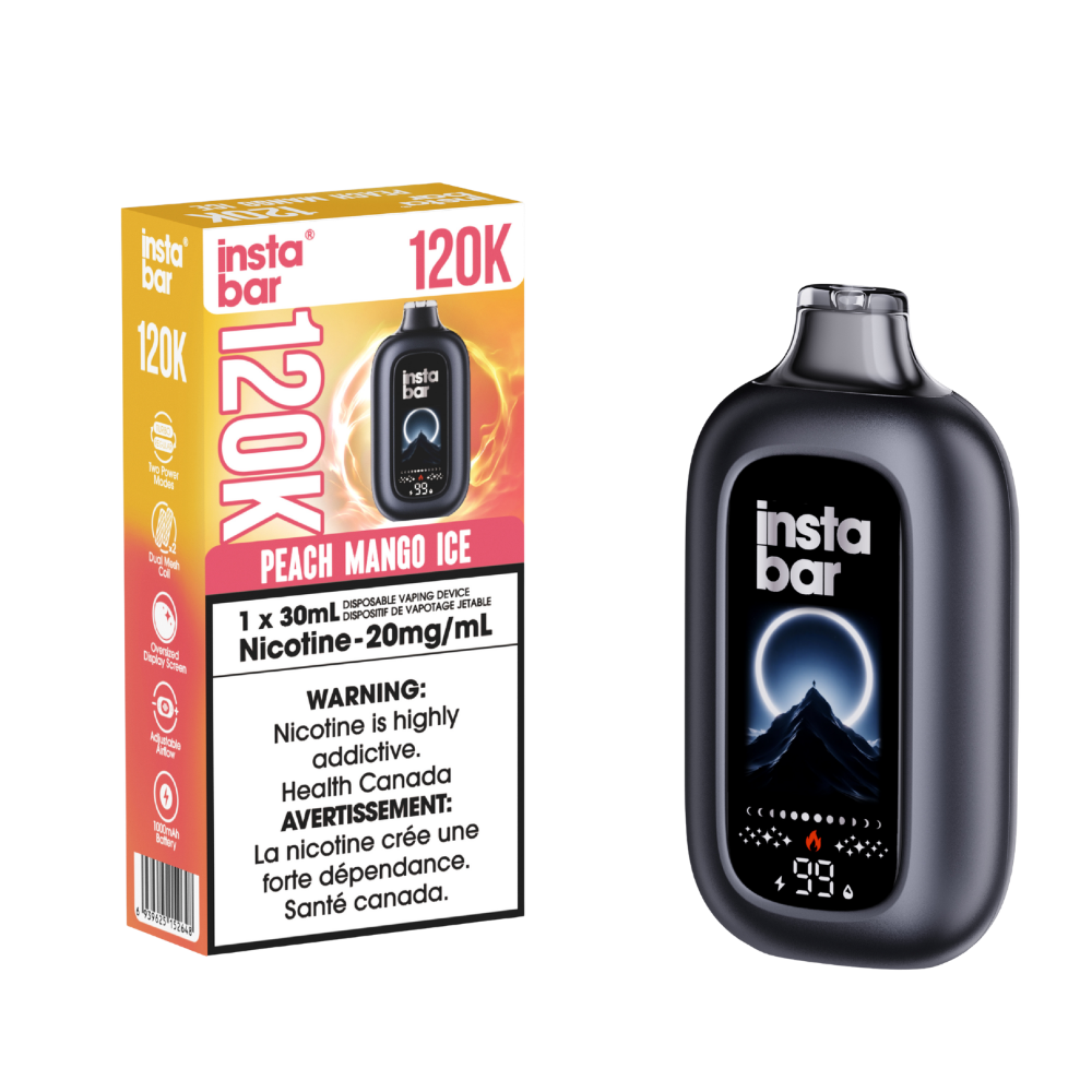 Insta Bar 120K - Peach Mango Ice Rechargeable Disposable Vape 20Mg