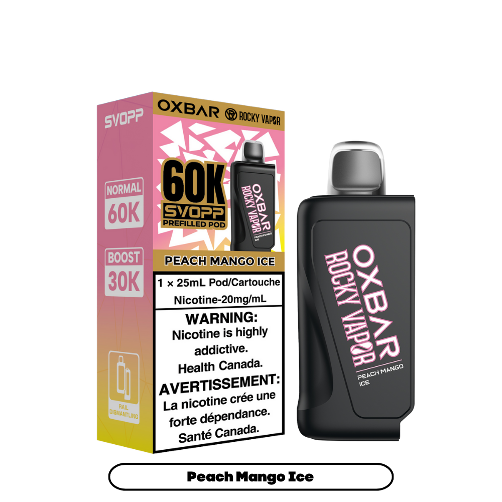 Svopp Oxbar Rocky Vapor 60K bouffées (Pods préremplis) - Pêche Mangue Glacée