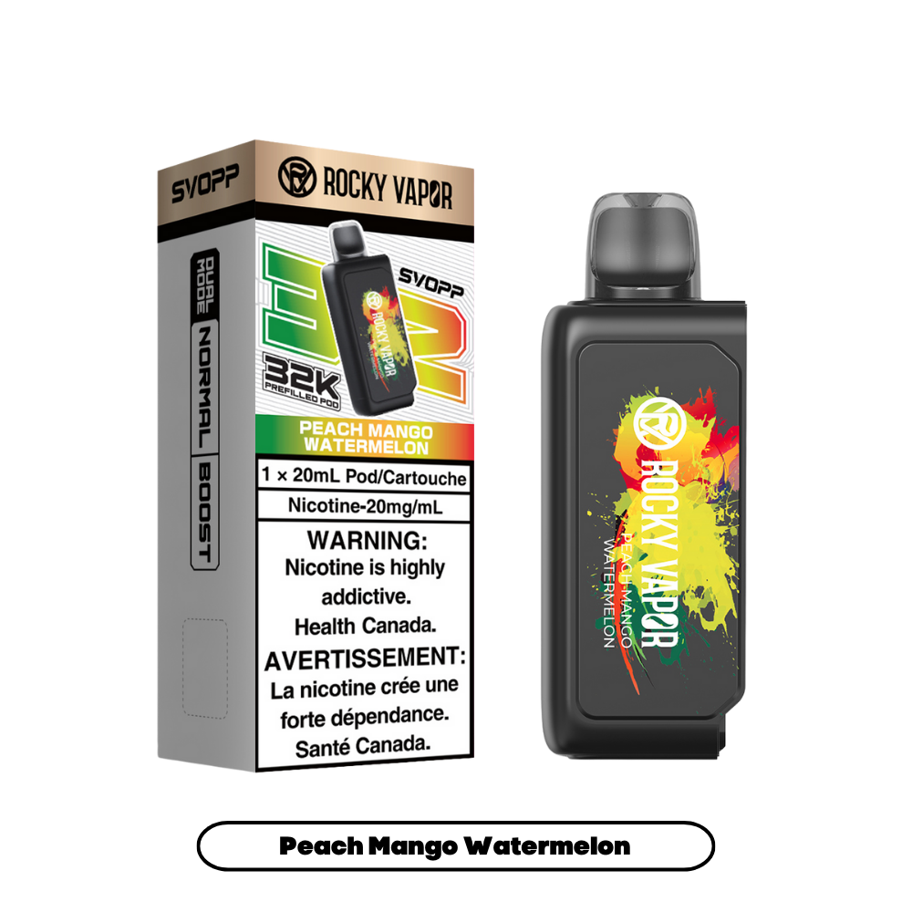 Svopp Rocky Vapor 32 000 bouffées (dosettes préremplies) – Pêche, mangue et pastèque
