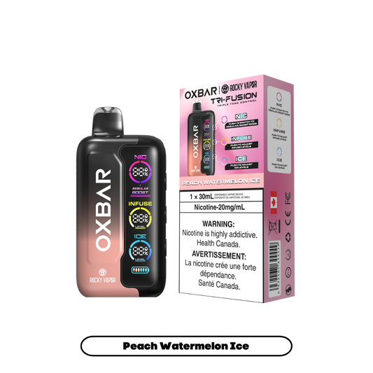 Oxbar Rocky Vapor Tri Fusion 70K Puffs - Peach Watermelon Ice Rechargeable Disposable Vape 20Mg
