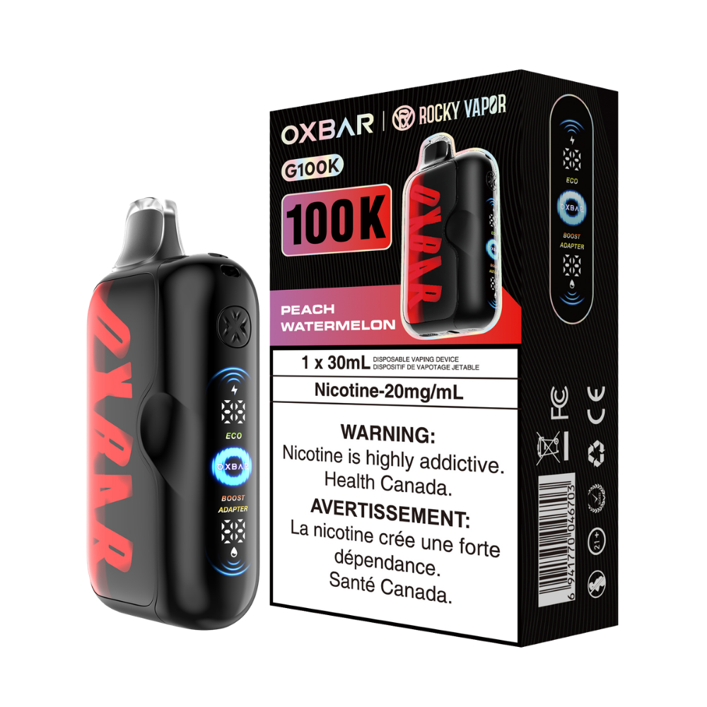 Oxbar Rocky Vapor G100k Pêche Pastèque Vape Jetable Rechargeable 20 mg
