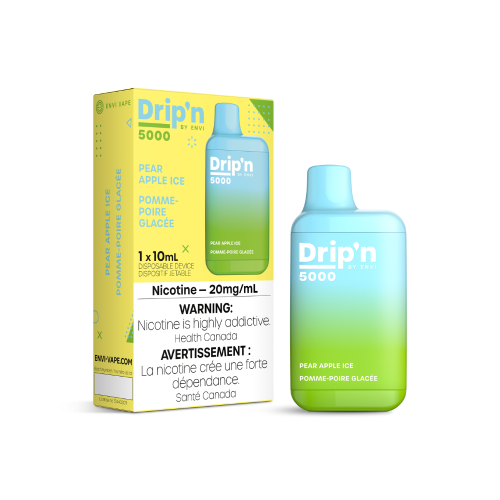 Dripin 5K Puffs Poire Pomme Glacée Vape Jetable Rechargeable 20 mg
