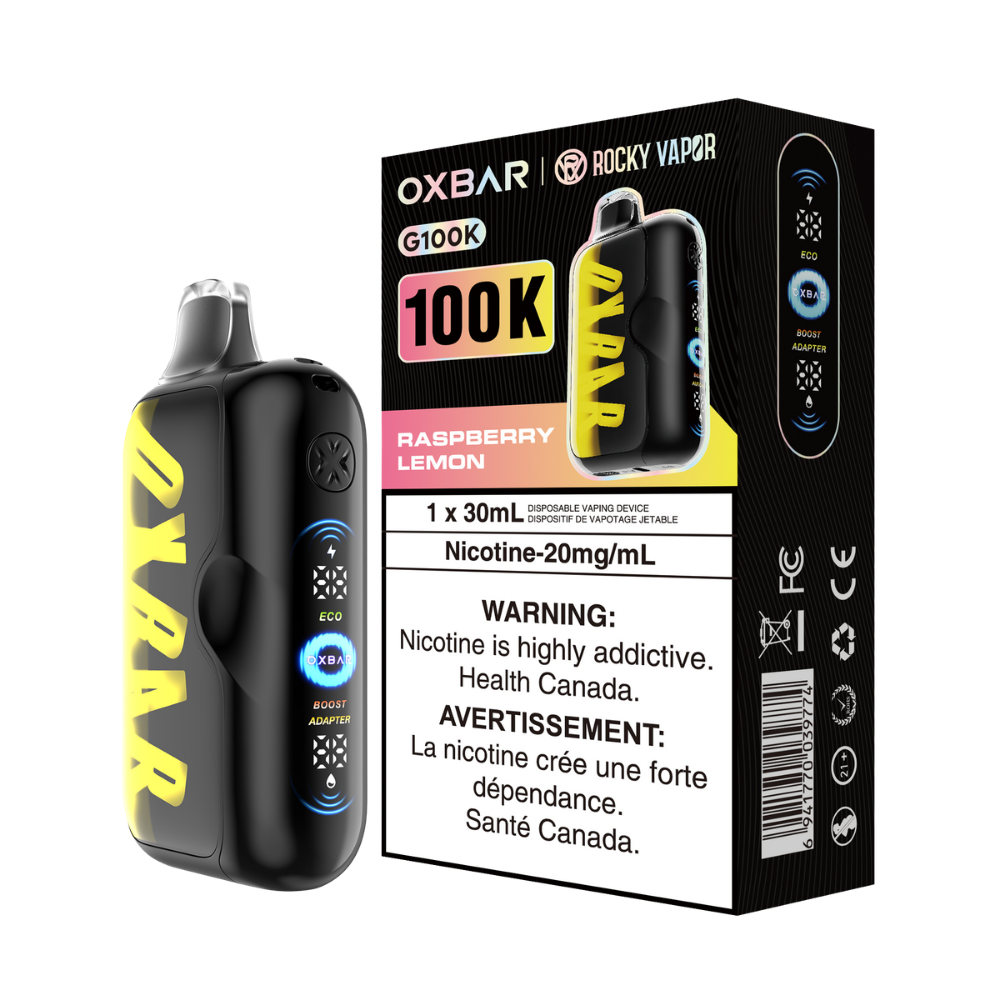 Oxbar Rocky Vapor G100k Framboise Citron Vape Jetable Rechargeable 20Mg