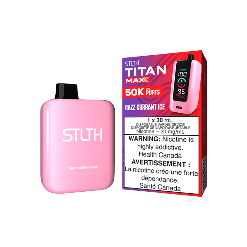 STLTH Titan Max 50 000 bouffées Vape jetable rechargeable - Glace au cassis Razz 20 mg