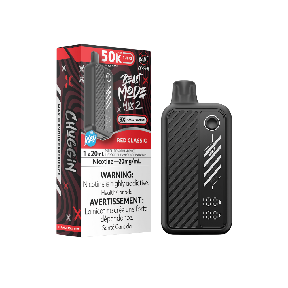 Flavour Beast Mode Max 2 50K Puffs Red Classic Iced  Rechargeable Disposable Vape 20Mg