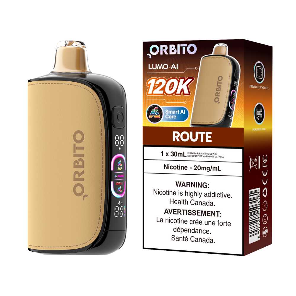 Orbito Lumo AI 120k Puffs Route Rechargeable Disposable Vape 20Mg