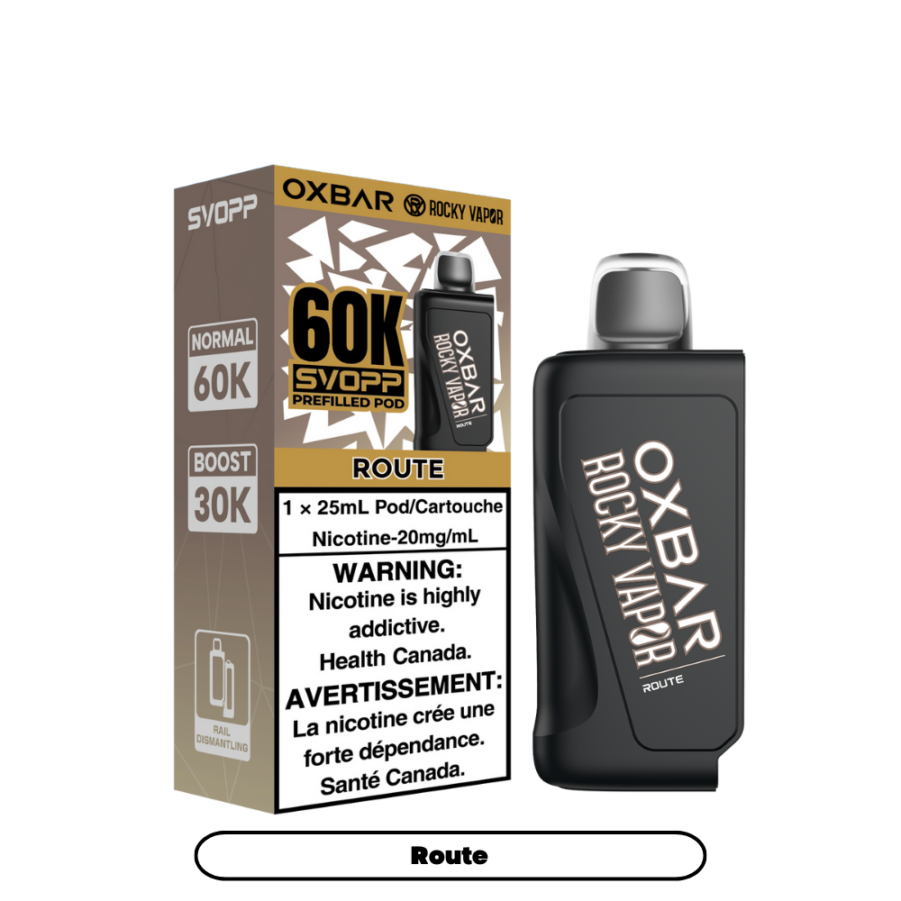 Svopp Oxbar Rocky Vapor 60K bouffées (pods préremplis) - Route
