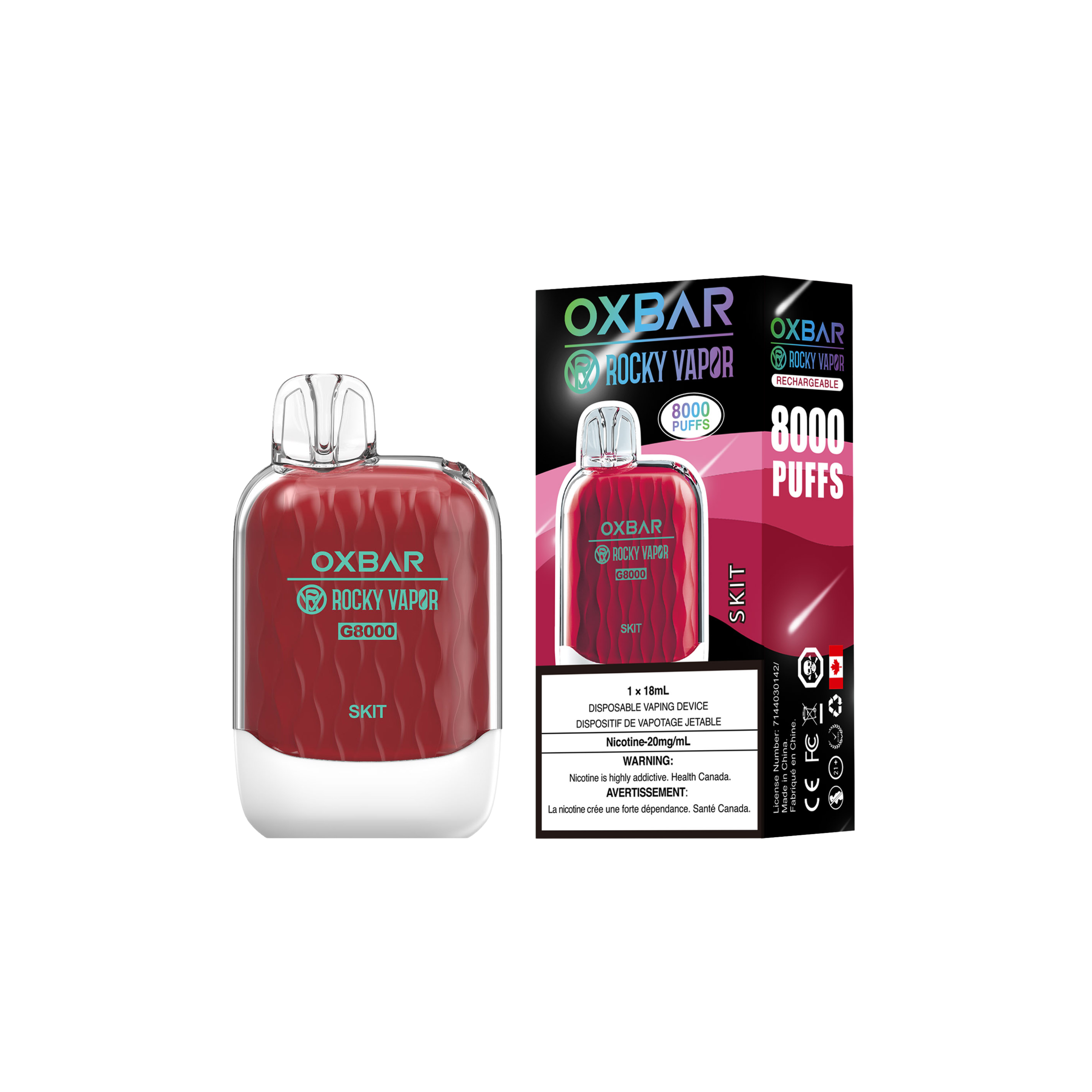Oxbar Rocky Vapor G 8000 8000 Bouffées SKIT Rechargeable Vape Jetable 20Mg