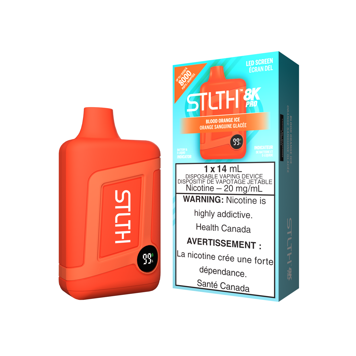 STLTH 8K PRO 8K Puffs Blood Orange Ice Rechargeable Disposable Vape 20Mg