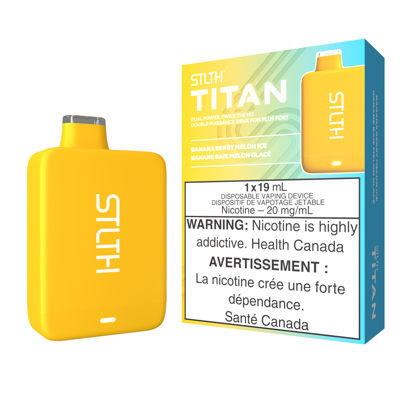 STLTH Titan 10K 10K Puffs Banana Berry Melon Ice Rechargeable Disposable Vape 20Mg