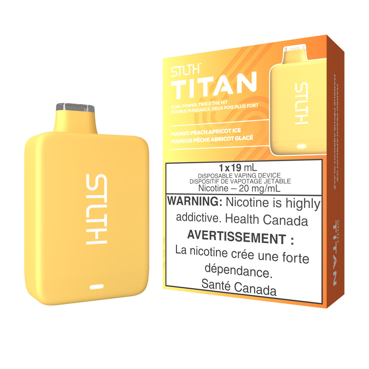 STLTH Titan 10K 10K Puffs Mangue Pêche Abricot Glace Vape Jetable Rechargeable 20Mg