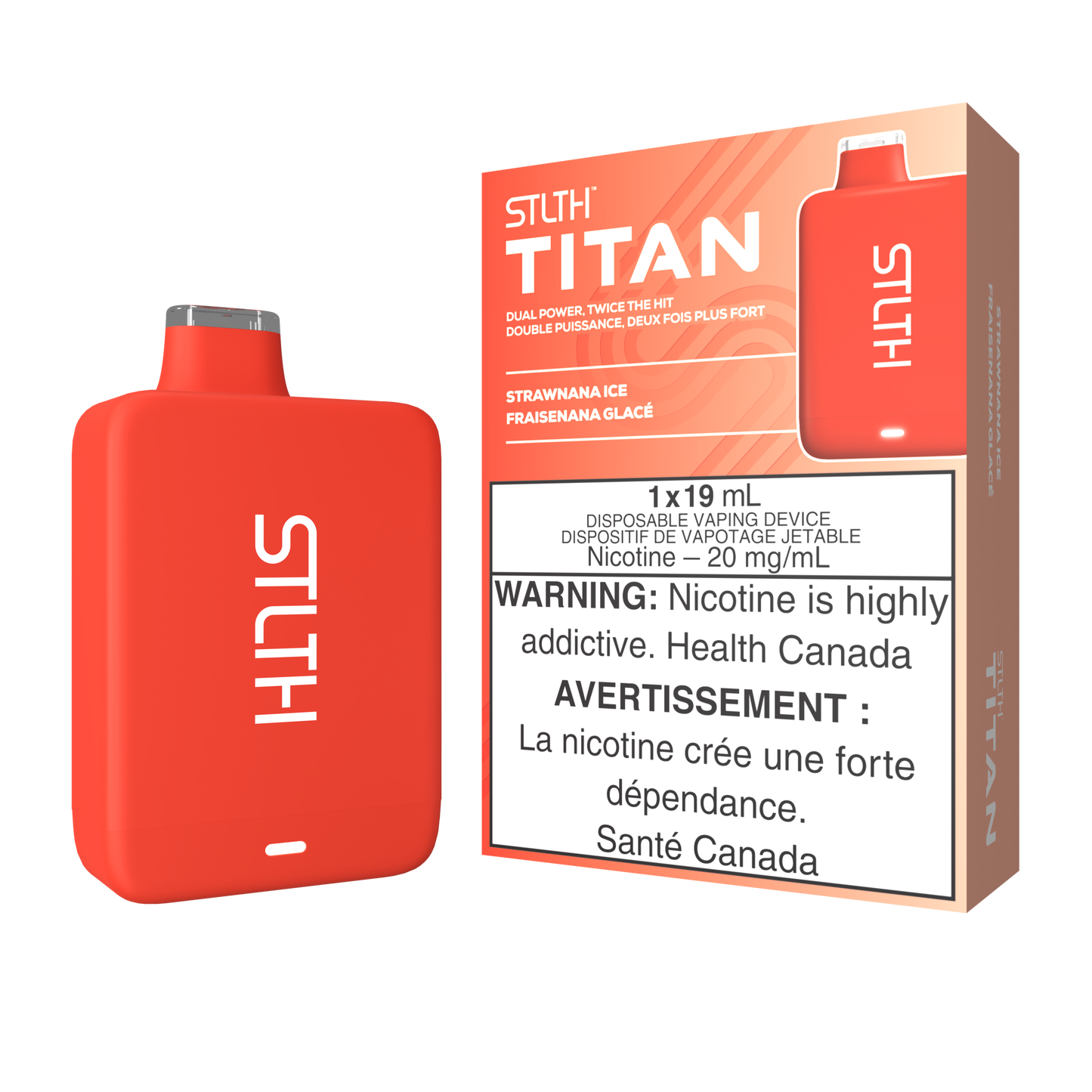STLTH Titan 10K 10K Puffs Strawnana Ice Rechargeable Disposable Vape 20Mg
