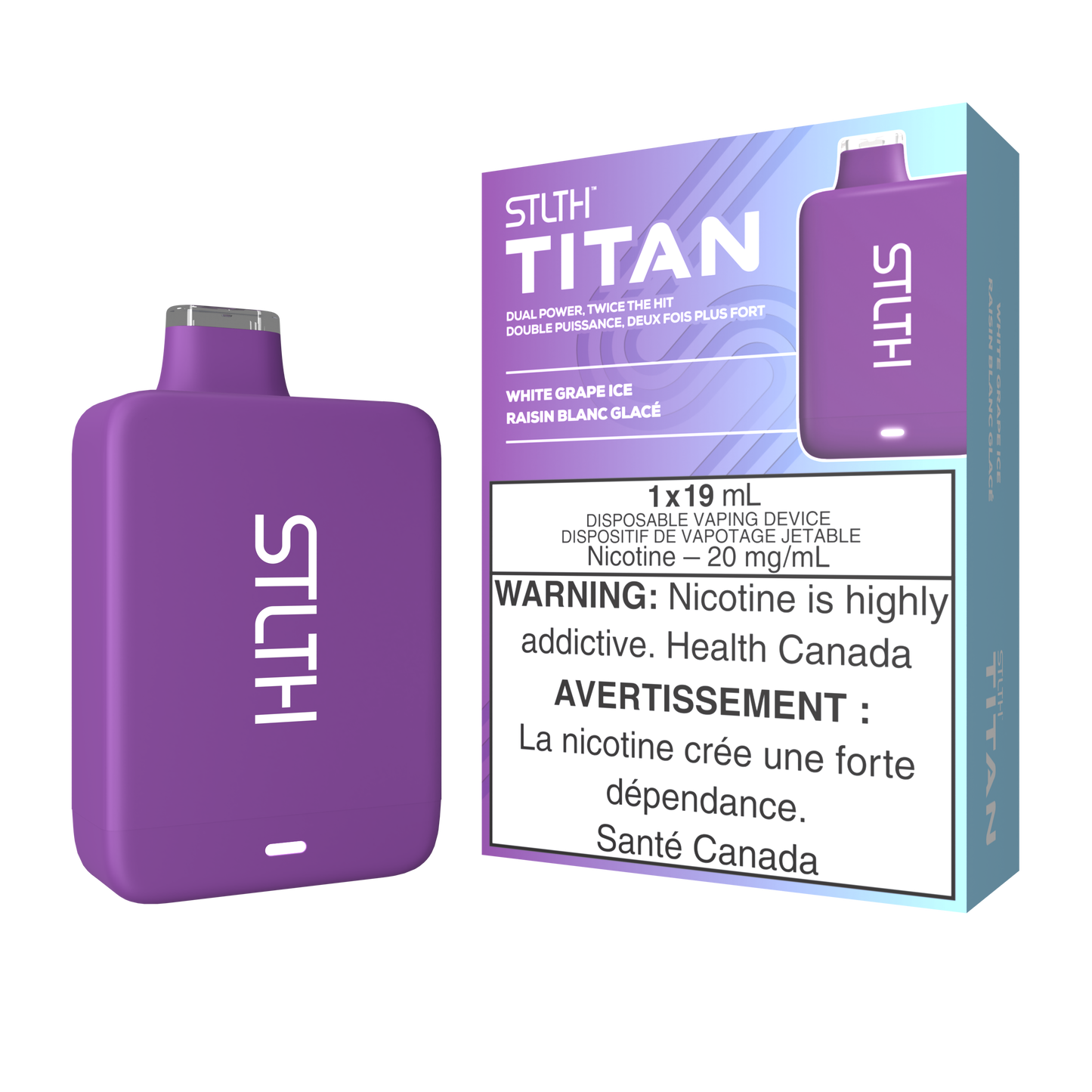 STLTH Titan 10K 10K Puffs Vape jetable rechargeable au raisin blanc glacé 20 mg