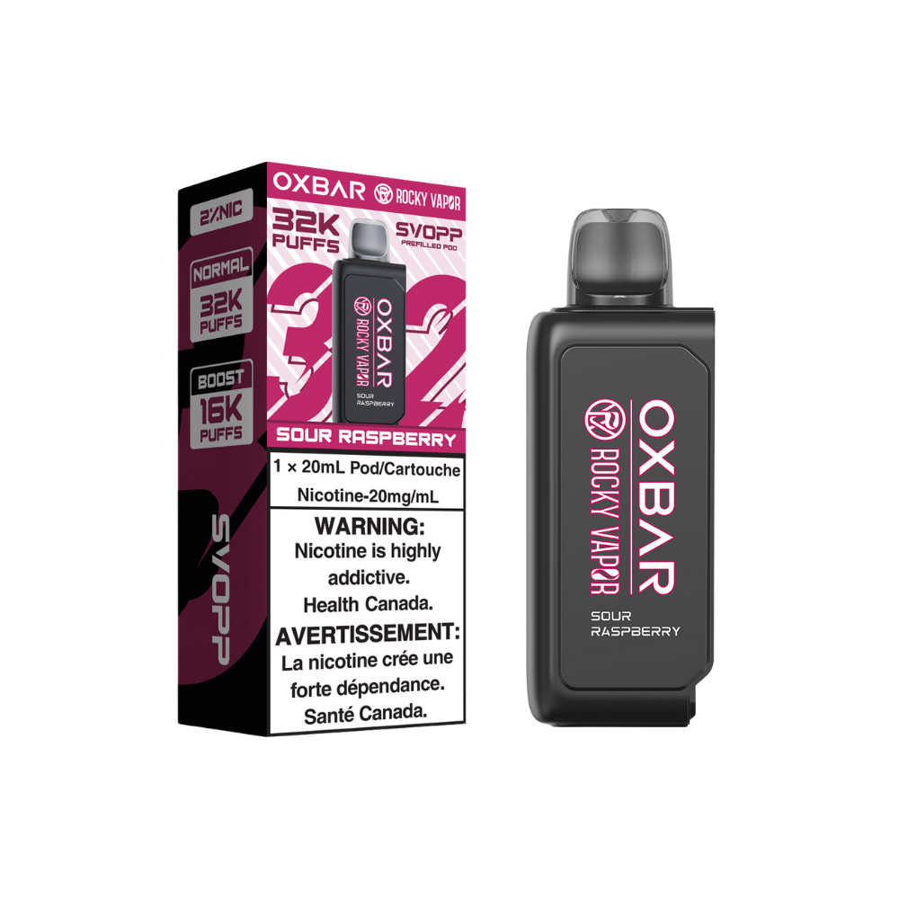 Svopp Oxbar Rocky Vapor 32 000 bouffées (dosettes préremplies) – Framboise acidulée