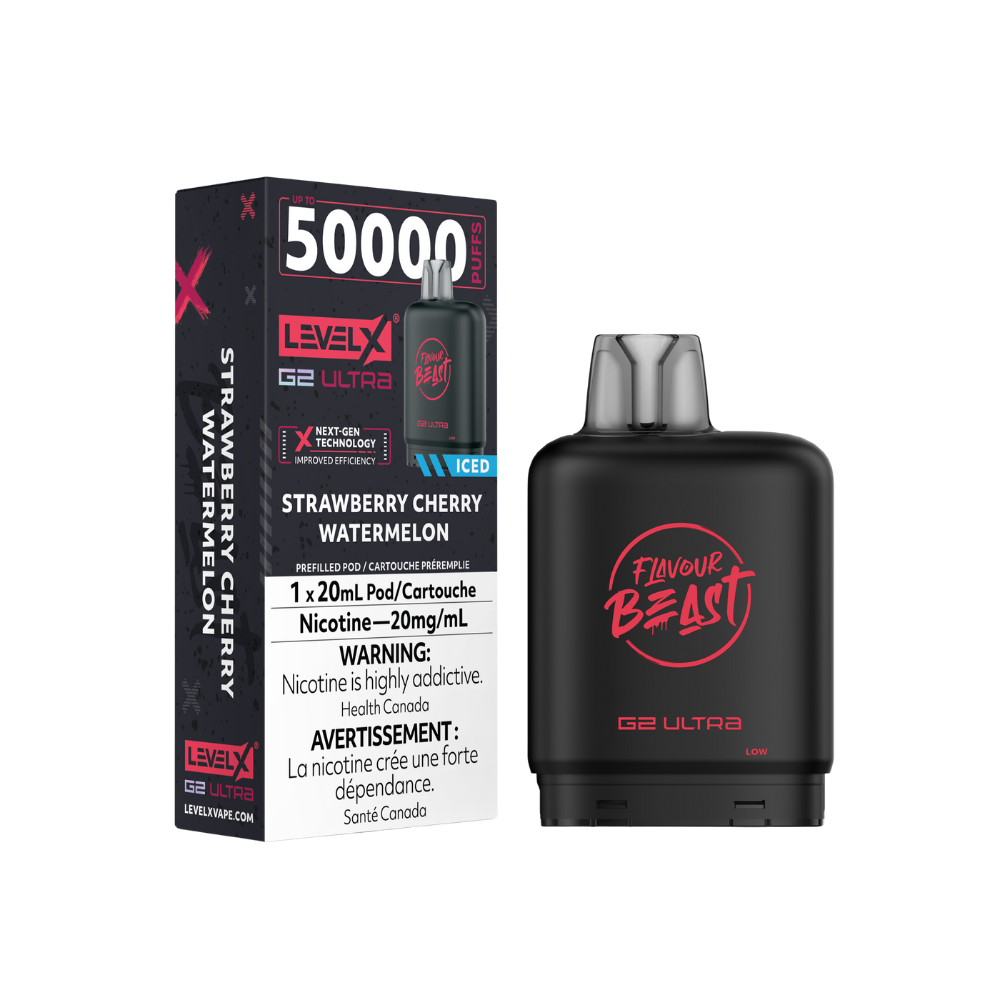 Flavour Beast Level X G2 Ultra 50K (Prefilled Pods) - Strawberry Cherry Watermelon Iced