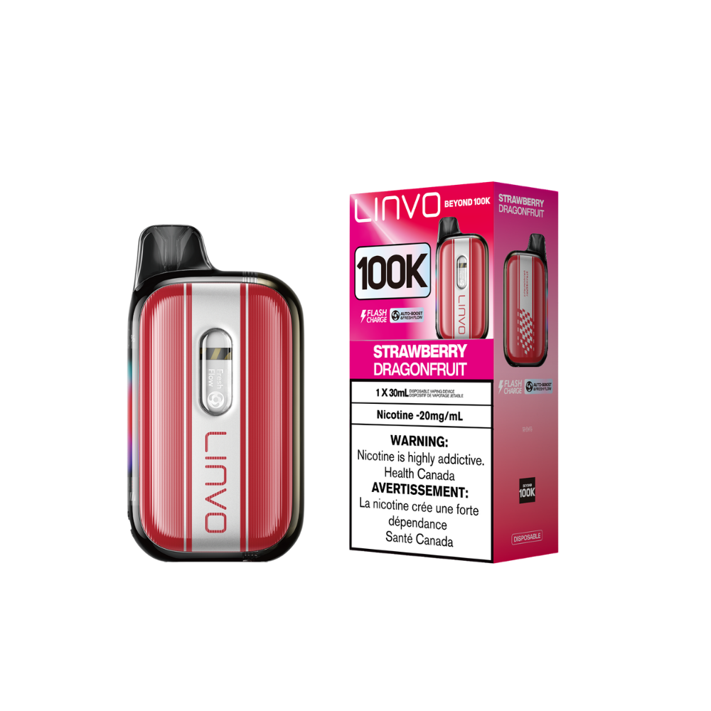 Linvo Beyond 100K - Strawberry Dragonfruit Adjustable Wattage Rechargeable Disposable Vape 20Mg