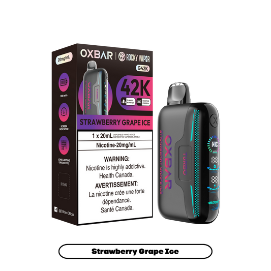 Oxbar Rocky Vapor G42k Strawberry Grape Ice 42K Puffs Adjustable Nicotine Rechargeable Disposable Vape 20Mg