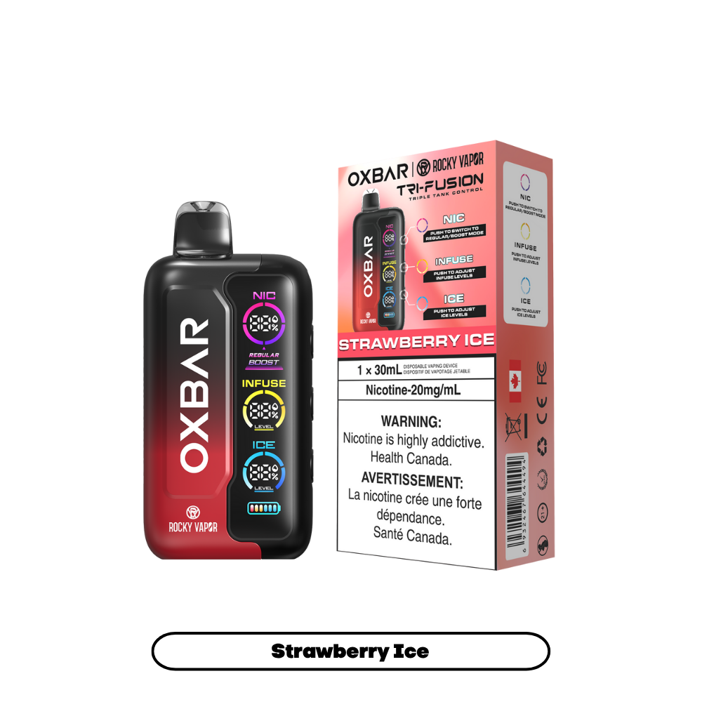 Oxbar Rocky Vapor Tri Fusion 70K Puffs - Strawberry Ice Rechargeable Disposable Vape 20Mg