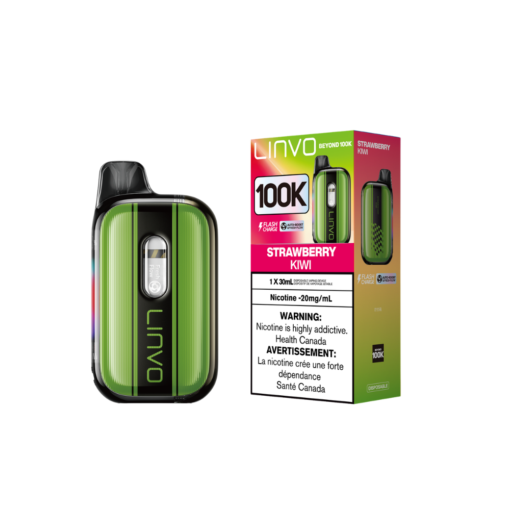 Linvo Beyond 100K - Strawberry Kiwi Adjustable Wattage Rechargeable Disposable Vape 20Mg