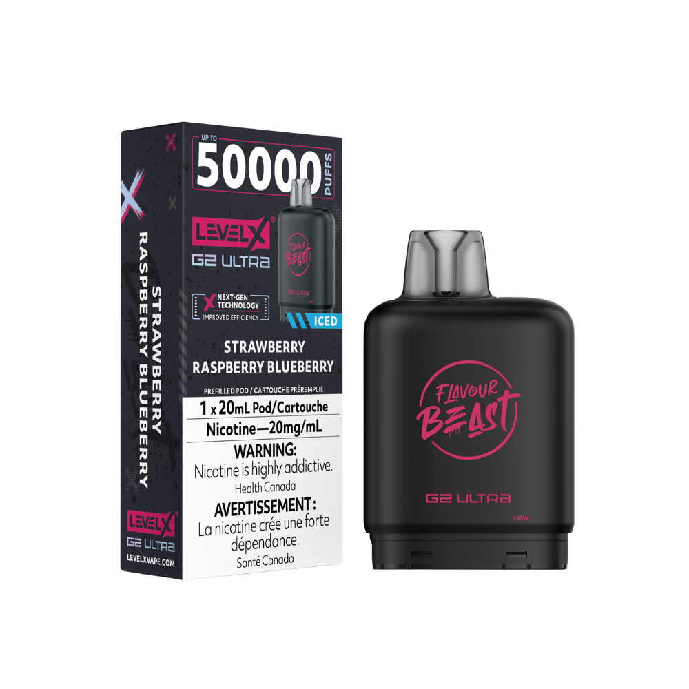 Flavour Beast Level X G2 Ultra 50K (Prefilled Pods) - Strawberry Raspberry Blueberry Iced