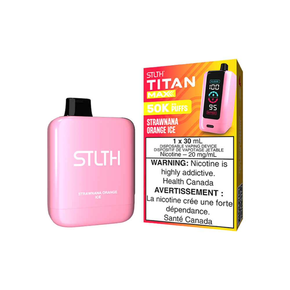 STLTH Titan Max 50K bouffées Vape jetable rechargeable Glace à l'orange Strawnana 20 mg