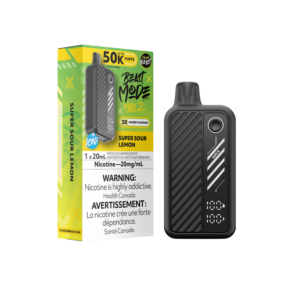 Flavour Beast Mode Max 2 50K Puffs Super Sour Lemon Iced Rechargeable Disposable Vape 20Mg