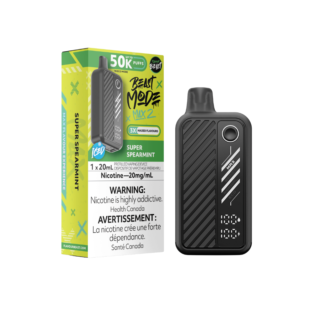 Flavour Beast Mode Max 2 50K Puffs Super Spearmint Iced  Rechargeable Disposable Vape 20Mg