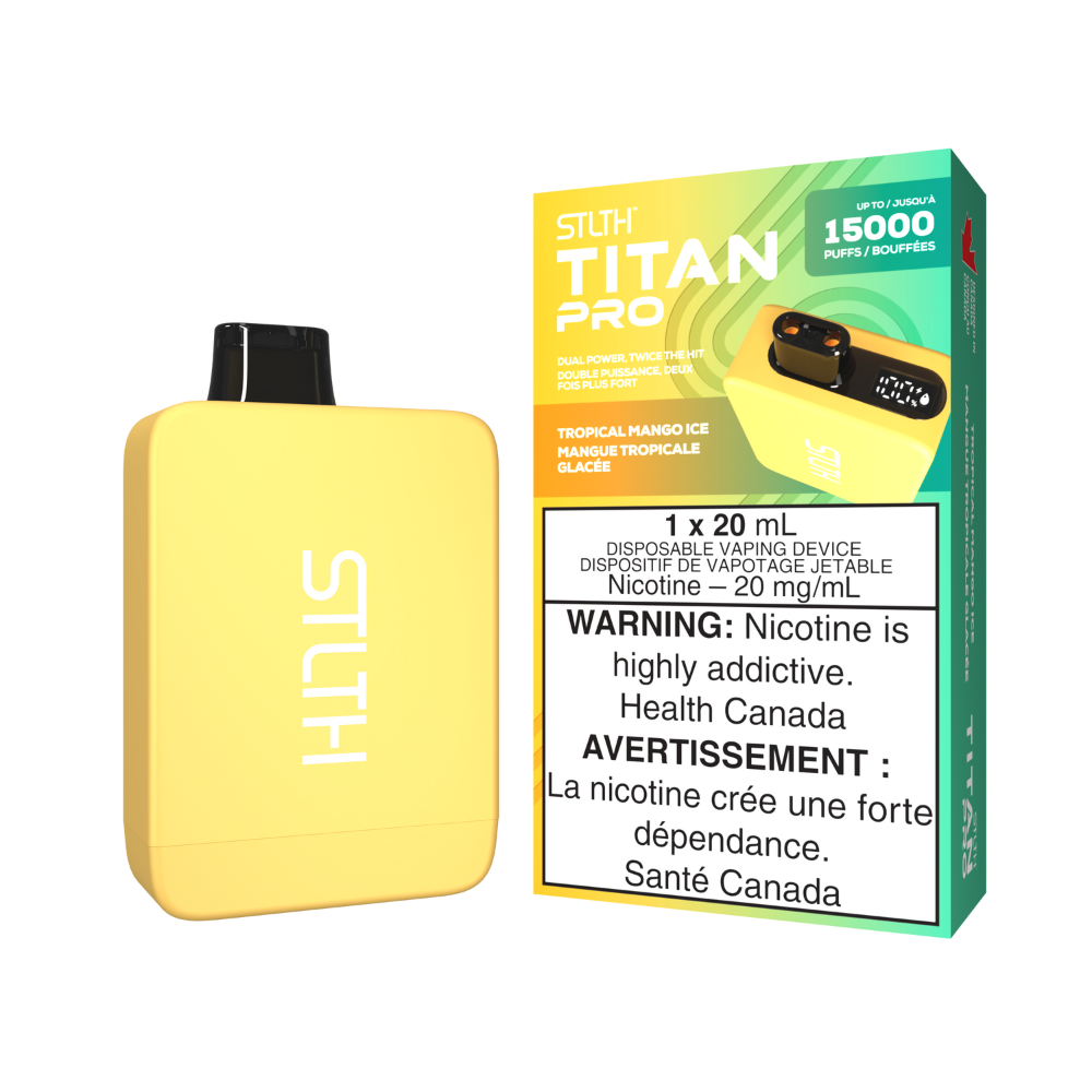 STLTH Titan Pro 15K bouffées Mangue Tropicale Glacée Vape jetable rechargeable 20Mg