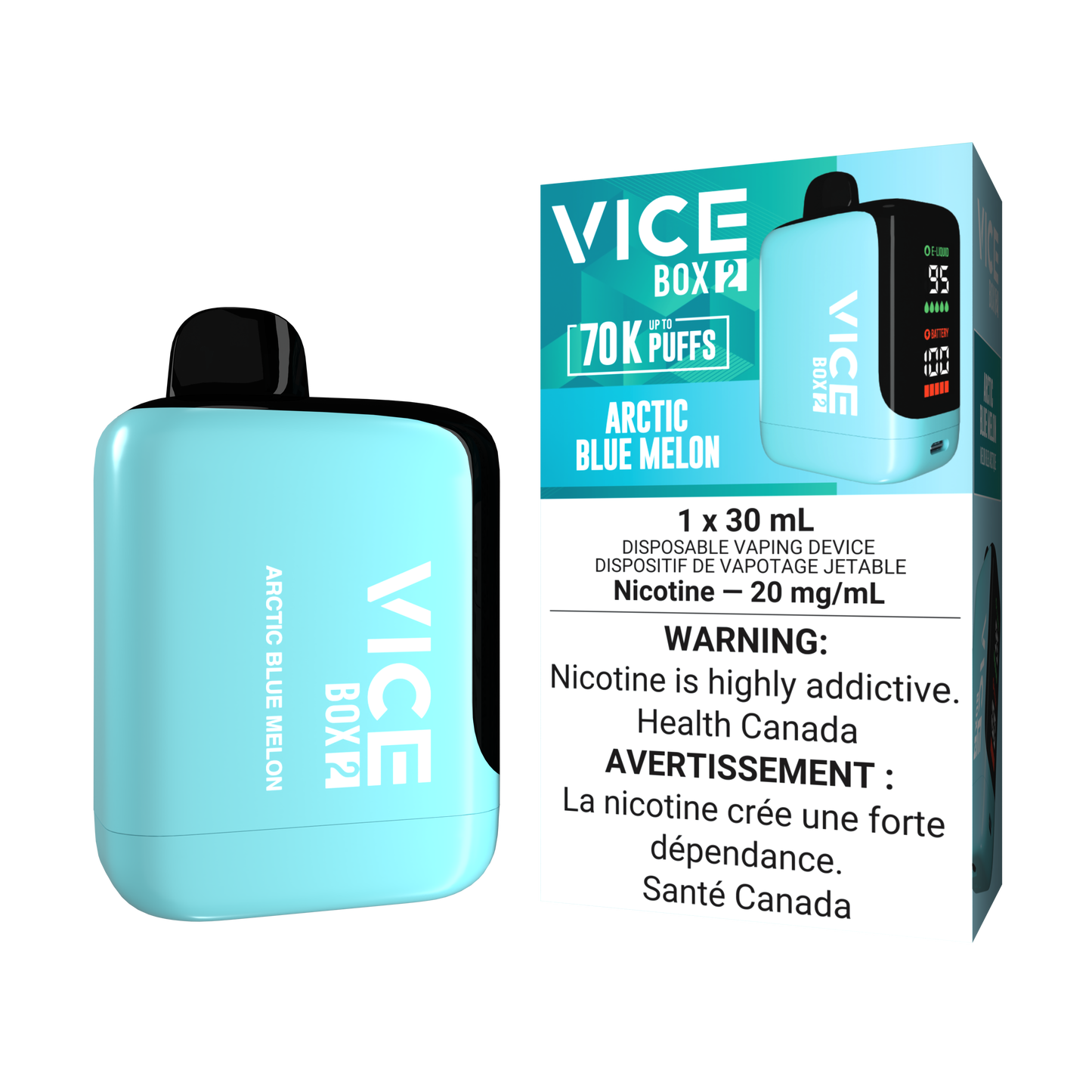 Vice Box 2 70k Puffs Arctic Blue Melon Rechargeable Disposable Vape 20Mg