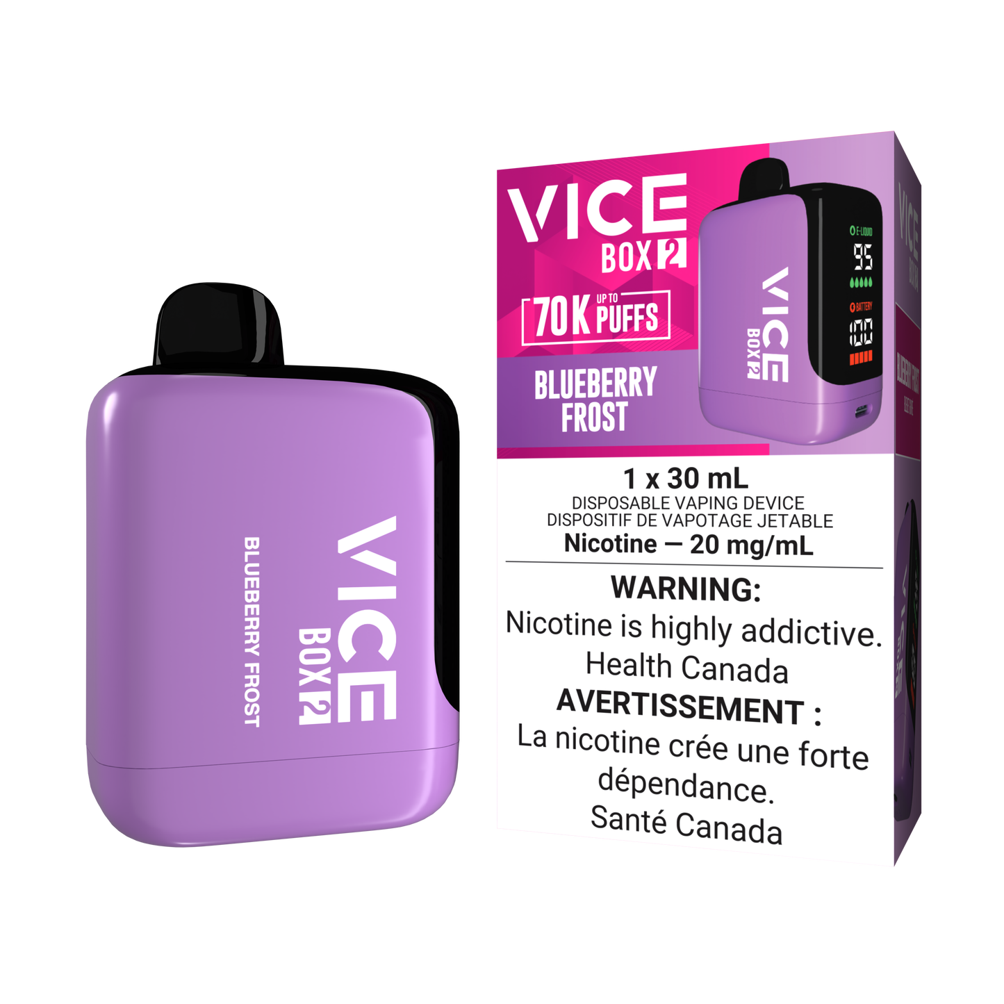 Vice Box 2 70k Puffs Blueberry Frost Rechargeable Disposable Vape 20Mg