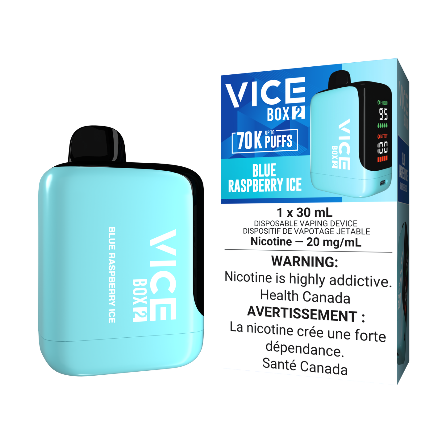 Vice Box 2 70k Puffs Blue Raspberry Ice Rechargeable Disposable Vape 20Mg